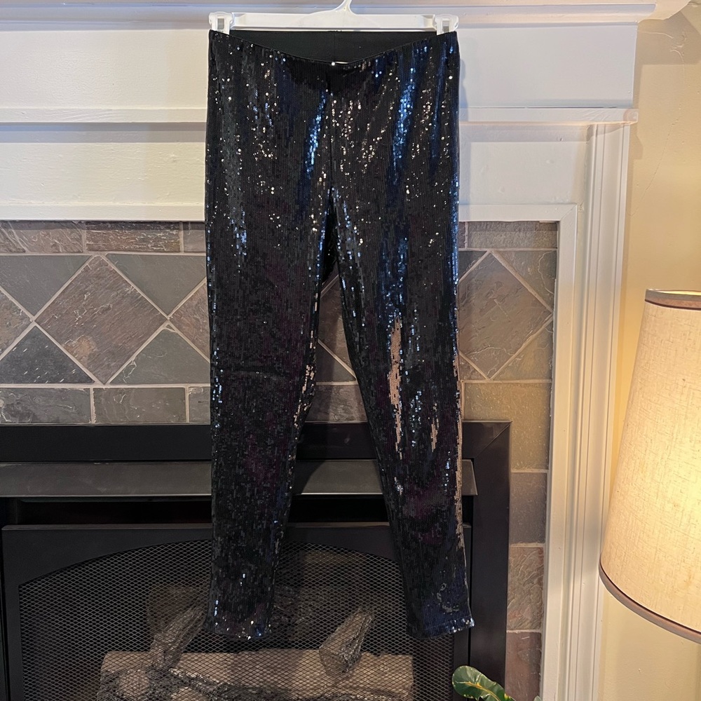 Sleek black sequins dress pants